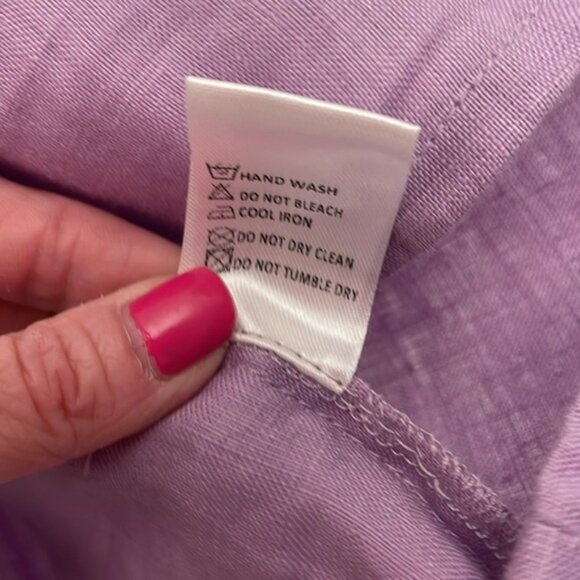 Linen Lavender Ruffle Sleeve Women's Top by olivaceous - Picture 3 of 4